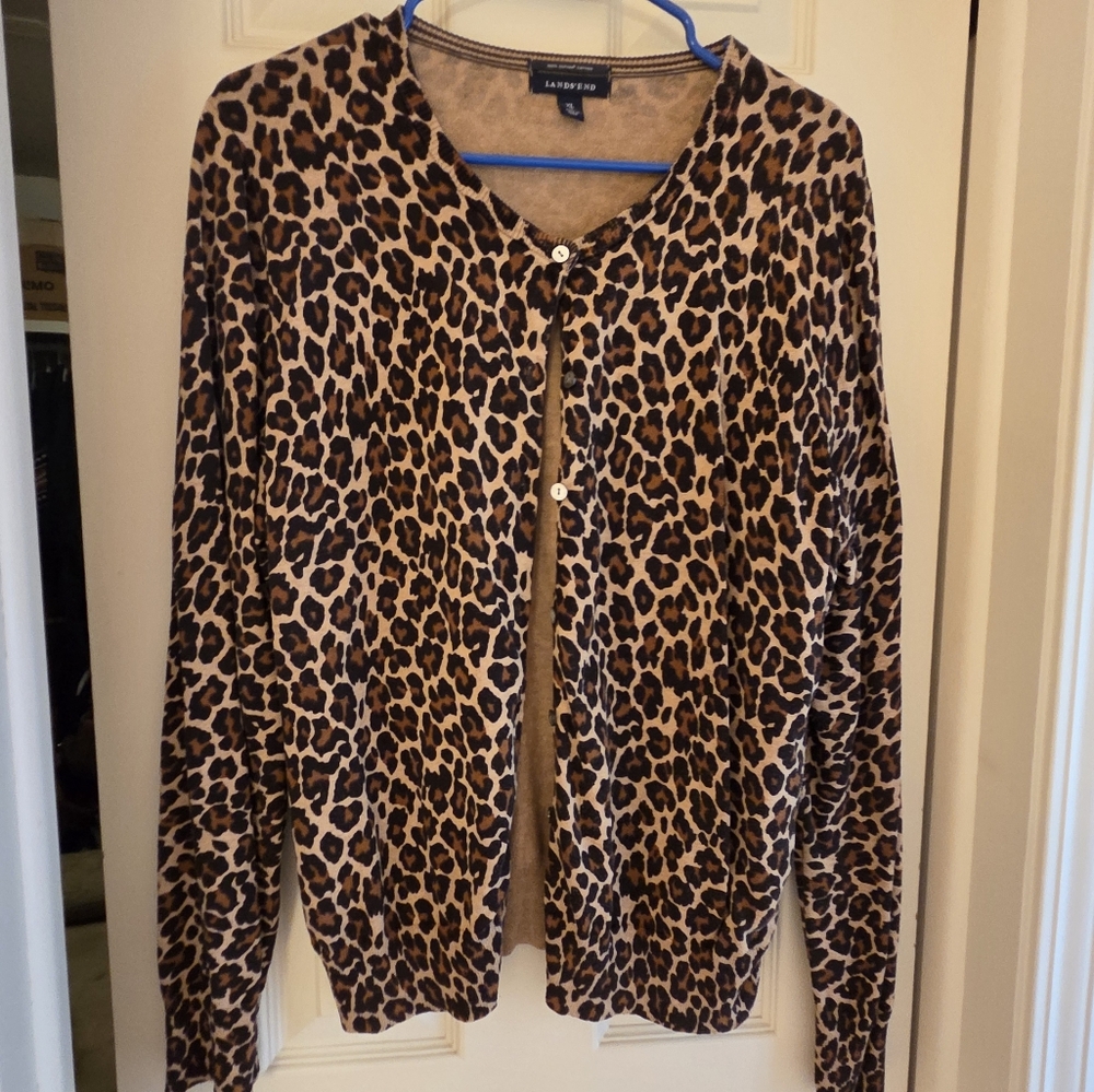 Lands End Leopard Print Sweater